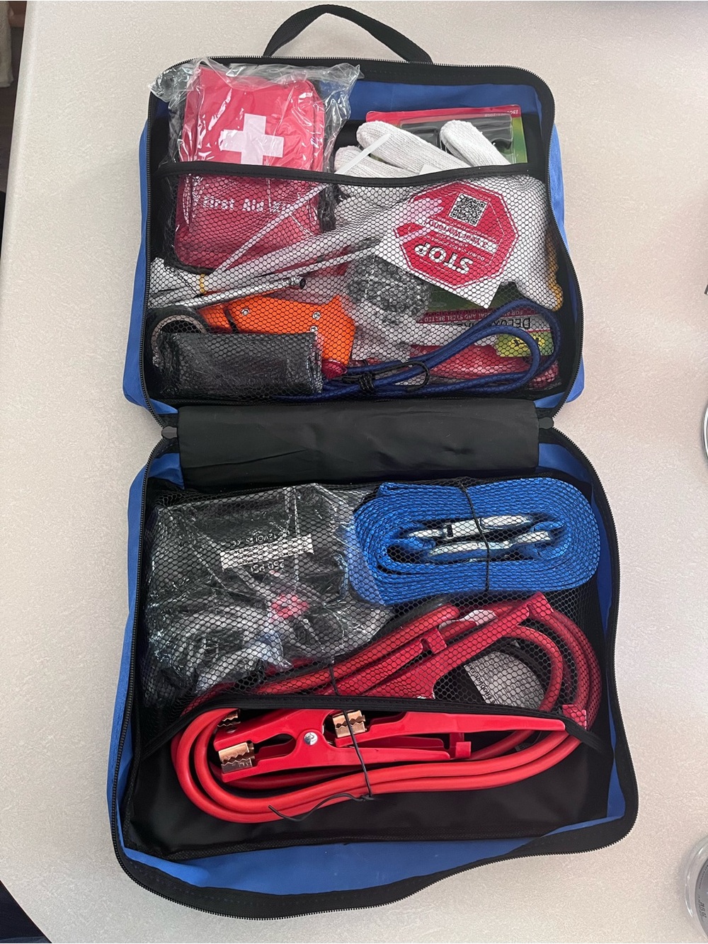 Car Emergency Kit with Air Compressor, First Aid Kit, and more